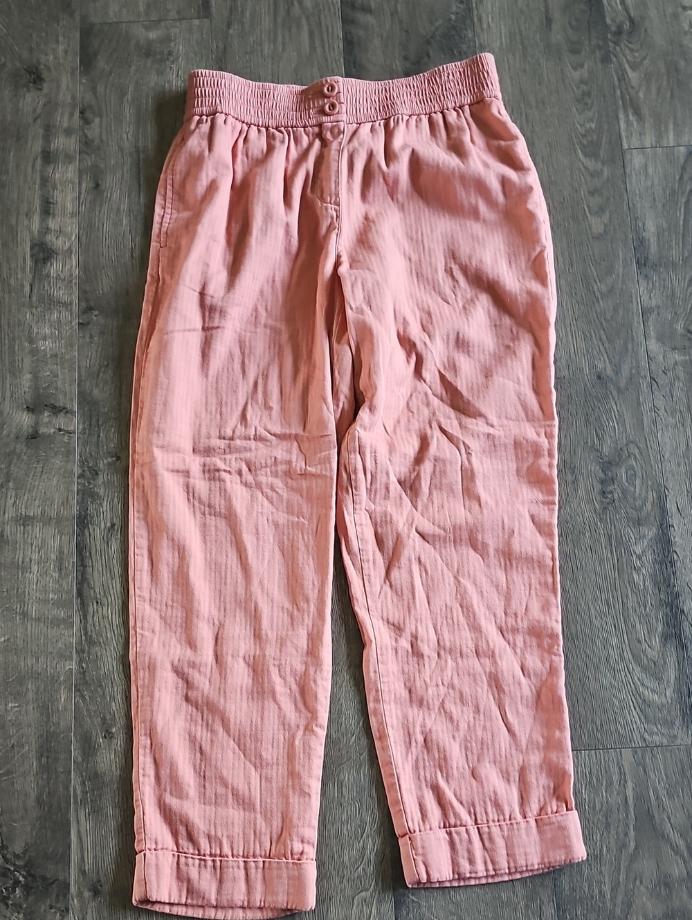 LOFT 100% Cotton Orange  Elastic Smocked Waist Casual Pants Size Small